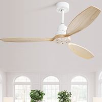 Sofucor Ventilateur de Plafond à Pales Bois Massif sans Lumière pour Patio/Salon - 132cm