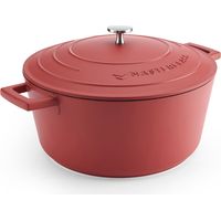 MasterClass Cacerola grande con tapa 5 l/28 cm, aluminio fundido ligero, apto para inducción, horno y horno, color rojo