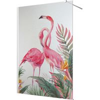 Stickers paroi de douche dépoli - Flamants roses - 120 x 200 cm