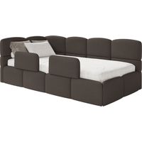 Selsey Cloudy – Kinderbett 120 cm, Bettkasten, 2x Rausfallschutz, Chenille, links, Braun
