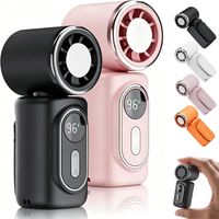 2 Pack Mini Clip Fan, 13500RPM Rechargeable Handheld Fan, 5 Speeds, 360° Rotating Cooling Fan with LED Display(Black&Pink)