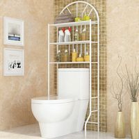 Mensola per WC Bianco non perforato Stile europeo Scaffale da terra 65 × 34 × 177 cm