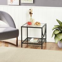 URBAN MEUBLE Table basse moderne en verre et métal JANKIN COFFEE TABLE