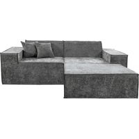Modulares Einzelsofa mit Ottomane "Lusso" aus strukturiertem Stoff - 3-Sitzer - Grau