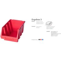1 x Ergo L+ Rojo Cajas de Almacenamiento Apilables, Caja de Plástico 170x240x126 mm, Ideal para Organización, Resistente y Práctica para Herramientas y Accesorios