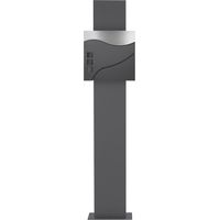 ECD Germany Buzón Correos de Pie 37x10,5x36,5cm Acero Inoxidable Moderno Antracita/Plata Soporte Stand Antracita 170cm Altura Compartimiento Integrado Periódico Cerradura Cilindríca 2 Juegos de Llaves