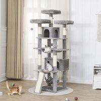 Arbre à chat XXL 194 cm – 3 plate-formes 35x35 cm – 2 niches spacieuses – 2 hamacs élargis – Poteaux en sisal – Montage au sol