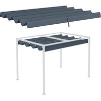 Pergola Cover Roof, 2.86 x 2.45 m Retractable Sun Shade Top for 3 x 2m Pergola Frame, UV30+ Protected, Dark Grey