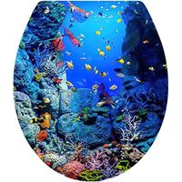 Autocollant couvercle WC monde sous-marin – Motif mer, étanche, pour cuvette/tabouret de toilette