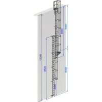 Echelle a crinoline hauteur 12 mètres Norme NF 85-016