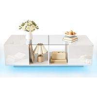 TABLE MODERNE ÉLÉGANTE AVEC LED VERRE MDF PLAQUE DE PARTICULES BLANC 120.00 X 50.00 X 38.50