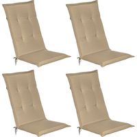 Beautissu Loft HL - Set de 4 Cojines para sillas tumbonas mecedoras de balcón o Asiento Exterior con Respaldo Alto - 120x50x6 cm Naturaleza