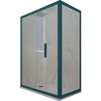 Eck-Duschkabine in PVC 90x110 Klarglas Grün Night Watch Deco Duo