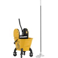 Cubo de Fregona con Ruedas y Escurridor Desmontable de Prensa Capacidad 26L Incluye Fregona y Asa Amarillo