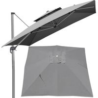 Ersatzbespannung für 3 x 3 Meter Terrassenschirm — Quadratisch, mit seitlichem Mast, zweistufig — Für Garten- oder Marktschirme.