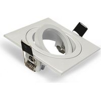 Supporto a incasso quadrato per fari con collarino adesivo rimovibile, finitura lucida bianca - 88 x 88 mm