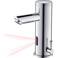 Auralum Mitigeur Lavabo Infrarouge Electronique Eau Froide et Chaude Mitigeur Automatique Laiton Chrome Robinet Automatique de Lavabo pour Salle de Bain