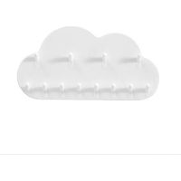 Cloud Shaped Wall Hook Rack, 12 Hooks, White Wall Mount Storage Organizer for Bathroom, Keys