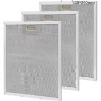 Lot de 3 filtres à graisse métalliques 320 x 260 mm – Aluminium 5 couches – Lavables – Accessoire pour hottes aspirantes