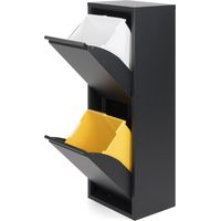 Metallischer Recycling-Schrank mit 2 Schubladen, schwarz, 92x35x25 cm