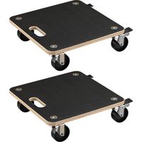 Wiltec 2x Transportroller 380 x 380 x 119 mm mit 250 kg Traglast je Möbelroller, Rollbrett aus Holz mit 4 Lenkrollen