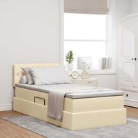 vidaXL Lit avec rangement et matelas avec matelas Crème 90 x 190 cm