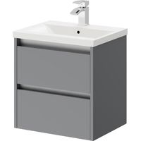 City Gloss Grey 500mm Wall Mounted 2 Drawer Vanity Unit and Basin with 1 Tap Hole