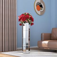 Vase miroir de plancher 70 cm – Verre poli miroir et MDF – 32 pièces – Pour arrangements floraux secs – Élégance moderne