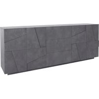 Mobile soggiorno credenza design 4 ante 3 cassetti 220cm ardesia Ping Wide