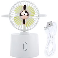 Ventilateur de bureau USB rechargeable avec oscillation pour chambre et bureau - Blanc