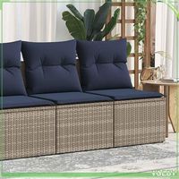 Salon de jardin - 3325247 - Résine tressée gris - Coussins bleu marine - Rangement étanche