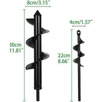 Garden Auger Drill Bit, 2 Pieces, Ø 80 mm × 300 mm + Ø 40 mm × 220 mm, Spiral Garden Drill Bit, Practical Planting Tool for Quickly Drilling Holes and Planting Flowers, Trees, and Shrubs MUMU