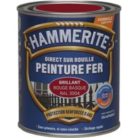 Peinture Direct Sur Rouille Laqué - Rouge Basque RAL 3004 - 2,5 L - Hammerite