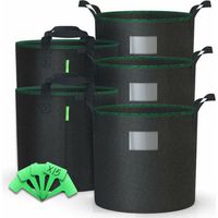 Lot de 5 sacs de plantation non tisse 20L avec poignee Noir Sac pour plantes à poser