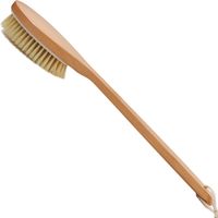 Brosses de bain avec poils doux et naturels antidérapants à long manche en bois pour exfoliation humide ou sèche, gommage du dos en profondeur