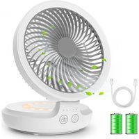 USB-Tischventilator, wiederaufladbar, tragbar, leiser Tischventilator mit Nachtlicht, faltbarer persönlicher Ventilator mit 4 Geschwindigkeiten für Zuhause