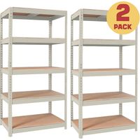 Set da 2 scaffali metallici 150x75x30 cm, color avorio