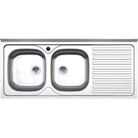 Lavello cucina acciaio appoggio 120x50 cm doppia vasca e gocciolatoio destro SA127DX
