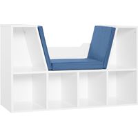 Bibliothèque Librería d'Asiento 6 Cubes avec coussin pour salon/chambre 102x30x61cm Blanc et bleu