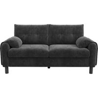 Canapé moderne 2 places, canapé rembourré confortable en tissu chenille avec coussins épais, canapé cosy pour salon, chambre, petit appartement, meuble rembourré au design scandinave, Gris