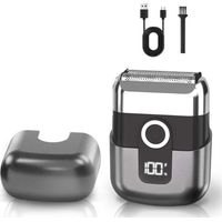 Rasoio elettrico a lamina per uomo per il viso, rasoio senza fili impermeabile IPX7 con 3 lame galleggianti, display LED, ricarica rapida tramite USB-C per viaggi e casa