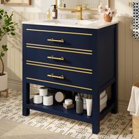 Möbel Schrank Aufbewahrung Waschtisch 76 cm MDF OKMYHOME
