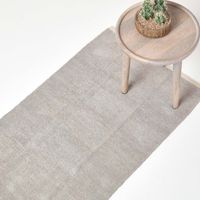 HOMESCAPES Tapis de couloir Chenille uni en 100% coton Gris clair - 66 x 200 cm
