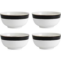 Mikasa Luxe Deco Schalen de Müsli de Porzellan, Set de 4 runde Schalen mit Muster Art Deco, 21cm, Schalen de Suppe für 4 - Geschenkverpackt und spülmaschinenfest