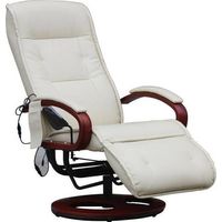 Fauteuil relax massant Londres crème – 9 programmes de massage – Inclinaison 95° à 140° – Rotation 360° – Similicuir noir – Mend