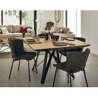 Lisa Design – Table à manger extensible rectangulaire en chêne plaqué – 4 à 8 personnes – Piètement en métal – Finition satinée