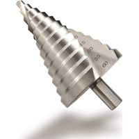Broca escalonada HSS de 6-60 mm con ranura espiral y cortador cónico de 12 pasos.