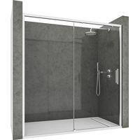 Mampara de Ducha Corredera con Cristal Templado 6 mm Antical - Perfil Plata Brillo 159 a 163 cm Ancho x 195 cm Alto Reversible y Resistente