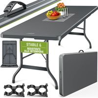 tillvex Tavolo da giardino pieghevole, antracite, 180x75cm Tavolo da buffet in plastica con maniglia per il trasporto Tavolo pieghevole per giardino, terrazza e balcone Tavolo da campeggio per 6 pe