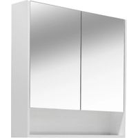 Naturel Lucca Armoire de toilette assemblée 80x75 cm, stratifié, 4 étagères, miroir blanc (LUCCA80CABW)